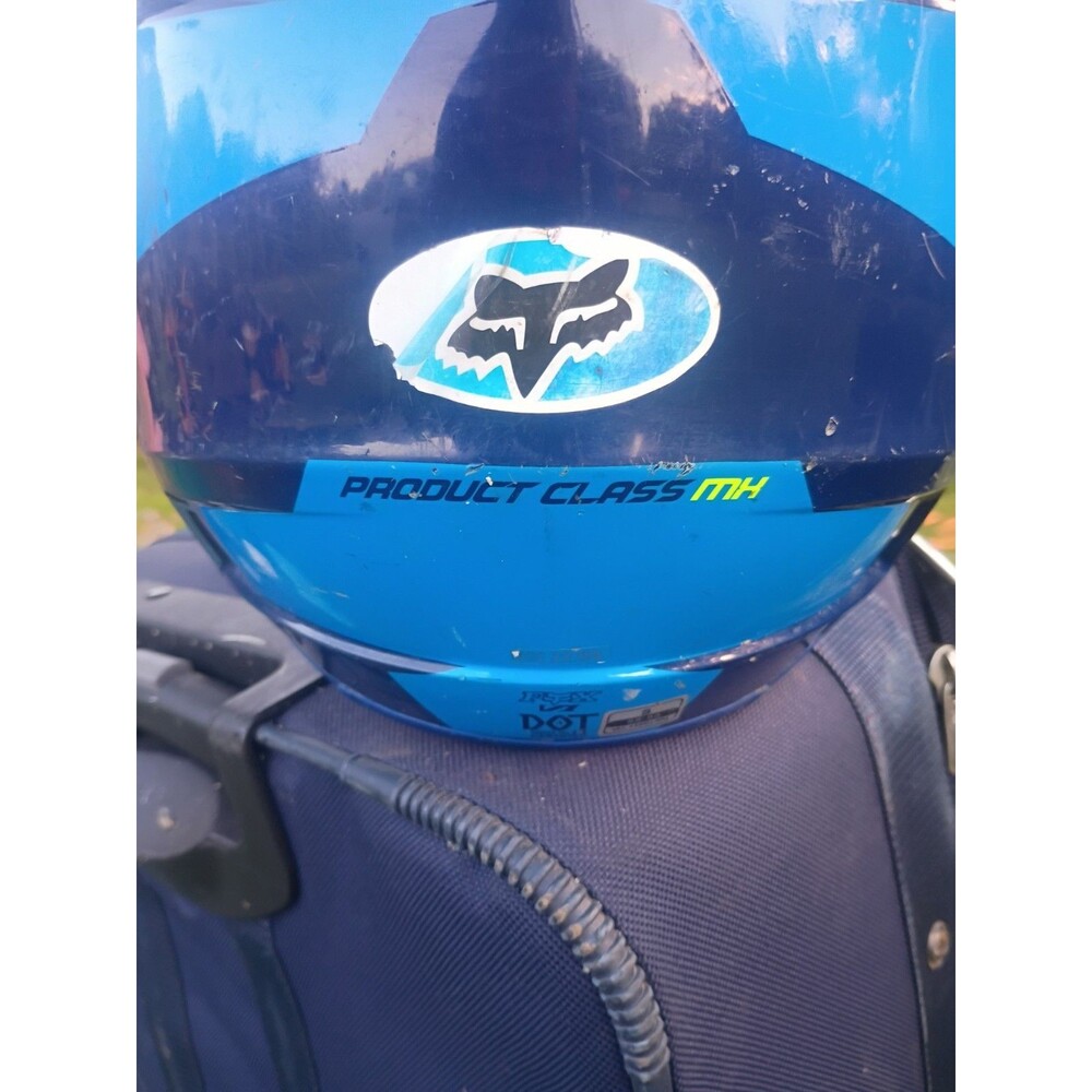 Fox V1 Race Helmet S/Small Blue Yellow MX ATV Off Road Dirt Bike Extreme Sports - Picture 7 of 13